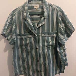 Wonderly Blue/Green and White Striped Shirt